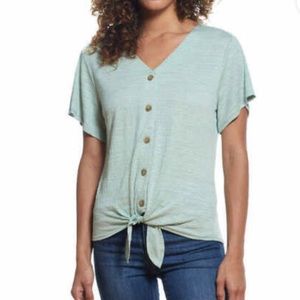 ⭐️Weatherproof vintage Top Women's Button Tie front Blouse Light Green size S